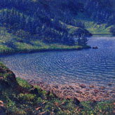 Antarctic and Alaskan Artist David Rosenthal painting Crater Lake Summer